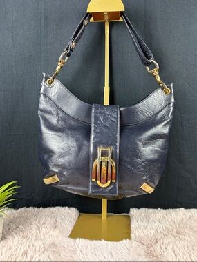 Vintage Susan Gail for Saks Fifth Avenue Black Leather Hobo Shoulder Bag